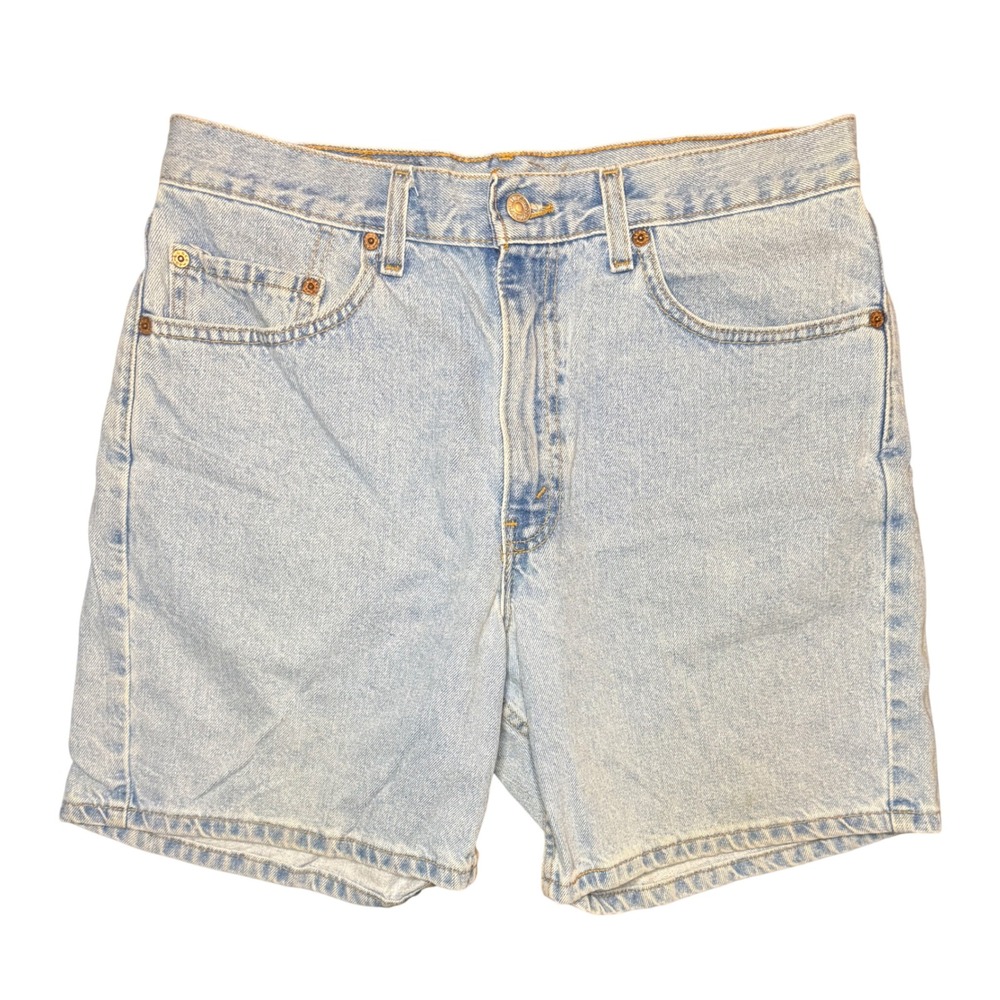 Levi's 550 Denim Shorts Mens 34 Light Blue Vintage USA Red Tab Relaxed Fit